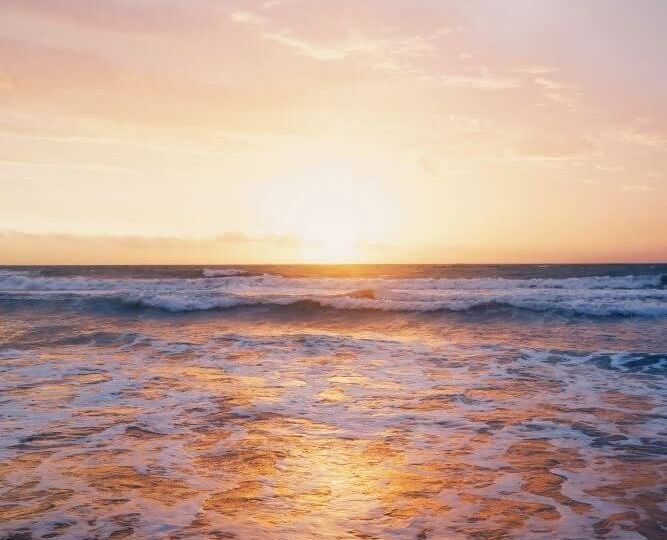 Ocean waves and sunrise